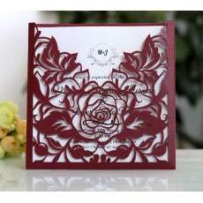 Red Rose Invitation Card Laser Cut Paper Valentine's Day Card